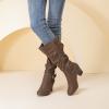 imageWomens Slouchy Knee High Boots with Chunky Heel Pointed Toe Comfortable and Fashionable for Fall and Winter Wear for WomenBrown Zpu 301