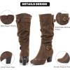 imageWomens Slouchy Knee High Boots with Chunky Heel Pointed Toe Comfortable and Fashionable for Fall and Winter Wear for WomenBrown Zpu 301