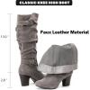 imageWomens Slouchy Knee High Boots with Chunky Heel Pointed Toe Comfortable and Fashionable for Fall and Winter Wear for WomenGrey Zpu 301