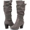 imageWomens Slouchy Knee High Boots with Chunky Heel Pointed Toe Comfortable and Fashionable for Fall and Winter Wear for WomenGrey Zpu 301