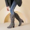 imageWomens Slouchy Knee High Boots with Chunky Heel Pointed Toe Comfortable and Fashionable for Fall and Winter Wear for WomenGrey Zpu 301