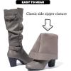 imageWomens Slouchy Knee High Boots with Chunky Heel Pointed Toe Comfortable and Fashionable for Fall and Winter Wear for WomenTaupe Pu 302