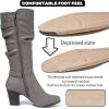 imageWomens Slouchy Knee High Boots with Chunky Heel Pointed Toe Comfortable and Fashionable for Fall and Winter Wear for WomenTaupe Pu 302