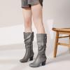 imageWomens Slouchy Knee High Boots with Chunky Heel Pointed Toe Comfortable and Fashionable for Fall and Winter Wear for WomenTaupe Pu 302