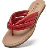 imageWomens Flat Slides Sandals Round Open Toe Slip On Strapy Flip Flop Thong Summer Beach Shoes for WomenRed 022