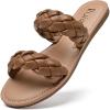 imageWomens Flat Slides Sandals Summer Slippers Comfortable Braided Strap Round Open Toe Casual Beach Shoes for WomenBrown 002