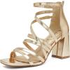 imageWomens Heels Chunky Heeled Sandals Prom Dressy Shoes Summer Ankle Strappy Block High Mid Heel Sandal Comfortable Casual Stylish Square Open Toe for LadiesGold 094