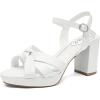 imageWomens Heels Platform Chunky Heeled Sandals Prom Summer Dressy Shoes Ankle Strappy Block High Mid Heel Sandal Comfortable Casual Stylish Square Open Toe for LadiesWhite 086