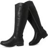 imageWomens Knee High Boots  Stylish and Comfortable Round Toe Tall Riding Combat Boots with Side Zipper Closure for Fall and Winter Wear for WomenBlack Pu 909