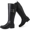 imageWomens Knee High Boots  Stylish and Comfortable Round Toe Tall Riding Combat Boots with Side Zipper Closure for Fall and Winter Wear for WomenBlack Pu 118