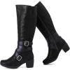 imageWomens Knee High Boots with Chunky Heel Pointed Toe Comfortable and Fashionable for Fall and Winter Wear for WomenBlack Zpu 304