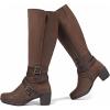 imageWomens Knee High Boots with Chunky Heel Pointed Toe Comfortable and Fashionable for Fall and Winter Wear for WomenBrown Zpu 304