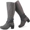 imageWomens Knee High Boots with Chunky Heel Pointed Toe Comfortable and Fashionable for Fall and Winter Wear for WomenGrey Zpu 304