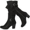 imageWomens Slouchy Knee High Boots with Chunky Heel Pointed Toe Comfortable and Fashionable for Fall and Winter Wear for WomenBlack Zpu 301