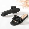 imageWomens Flat Slides Sandals Pearl Decor Summer Dressy Slippers Comfortable Casual Prom Shoes for WomenBlack 223