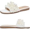 imageWomens Flat Slides Sandals Pearl Decor Summer Dressy Slippers Comfortable Casual Prom Shoes for WomenWhite 223