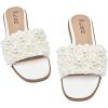 imageWomens Flat Slides Sandals Pearl Decor Summer Dressy Slippers Comfortable Casual Prom Shoes for WomenWhite 223