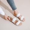 imageWomens Flat Slides SandalsComfortable Casual Summer Beach Shoes Round Open Toe Braided Strap Slippers for WomenBeige 081