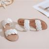imageWomens Flat Slides SandalsComfortable Casual Summer Beach Shoes Round Open Toe Braided Strap Slippers for WomenBeige 081
