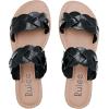 imageWomens Flat Slides SandalsComfortable Casual Summer Beach Shoes Round Open Toe Braided Strap Slippers for WomenBlack 081