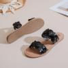 imageWomens Flat Slides SandalsComfortable Casual Summer Beach Shoes Round Open Toe Braided Strap Slippers for WomenBlack 081