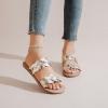 imageWomens Flat Slides SandalsComfortable Casual Summer Beach Shoes Round Open Toe Braided Strap Slippers for WomenGold 081