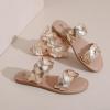 imageWomens Flat Slides SandalsComfortable Casual Summer Beach Shoes Round Open Toe Braided Strap Slippers for WomenGold 081