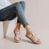 imageWomens Flat Slides SandalsComfortable Casual Summer Beach Shoes Round Open Toe Braided Strap Slippers for WomenGold 081