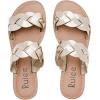 imageWomens Flat Slides SandalsComfortable Casual Summer Beach Shoes Round Open Toe Braided Strap Slippers for WomenGold 081