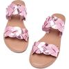 imageWomens Flat Slides SandalsComfortable Casual Summer Beach Shoes Round Open Toe Braided Strap Slippers for WomenPink 081