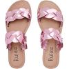 imageWomens Flat Slides SandalsComfortable Casual Summer Beach Shoes Round Open Toe Braided Strap Slippers for WomenPink 081
