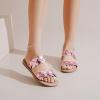 imageWomens Flat Slides SandalsComfortable Casual Summer Beach Shoes Round Open Toe Braided Strap Slippers for WomenPink 081