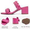 imageWomens Heels Chunky Heeled Bradied Sandals Summer Porm Square Block Slip on Sandal Comfortable Casual Beach Dressy Shoes Stylish Open Toe Slippers for LadiesPink 085