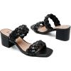 imageWomens Heels Chunky Heeled Bradied Sandals Summer Porm Square Block Slip on Sandal Comfortable Casual Beach Dressy Shoes Stylish Open Toe Slippers for LadiesBlack 085
