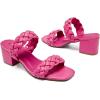 imageWomens Heels Chunky Heeled Bradied Sandals Summer Porm Square Block Slip on Sandal Comfortable Casual Beach Dressy Shoes Stylish Open Toe Slippers for LadiesPink 085