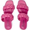 imageWomens Heels Chunky Heeled Bradied Sandals Summer Porm Square Block Slip on Sandal Comfortable Casual Beach Dressy Shoes Stylish Open Toe Slippers for LadiesPink 085