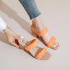 imageWomens Heels Chunky Heeled Bradied Sandals Summer Porm Square Block Slip on Sandal Comfortable Casual Beach Dressy Shoes Stylish Open Toe Slippers for LadiesOrange 085