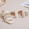 imageWomens Heels Chunky Heeled Bradied Sandals Summer Porm Square Block Slip on Sandal Comfortable Casual Beach Dressy Shoes Stylish Open Toe Slippers for LadiesBeige 085