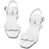 imageWomens Low Heels Chunky Heeled Sandals Summer Prom Block Heel Causal Dressy Ankle Strap Short Shoes Beach Sandal Comfortable Square Open Toe Stylish for LadiesWhite 087