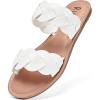 imageWomens Flat Slides SandalsComfortable Casual Summer Beach Shoes Round Open Toe Braided Strap Slippers for WomenBeige 081