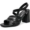 imageWomens Heels Chunky Heeled Sandals Prom Summer Dressy Shoes Ankle Strappy Block High Mid Heel Sandal Comfortable Casual Stylish Square Open Toe for LadiesBlack 084