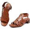 imageWomens Low Heels Block Chunky Heeled Sandals Prom Summer Causal Dressy Ankle Strap Short Shoes Beach Sandal Comfortable Square Open Toe Stylish for LadiesTan 091