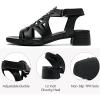 imageWomens Low Heels Block Chunky Heeled Sandals Prom Summer Causal Dressy Ankle Strap Short Shoes Beach Sandal Comfortable Square Open Toe Stylish for LadiesBlack 091