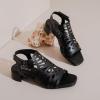 imageWomens Low Heels Block Chunky Heeled Sandals Prom Summer Causal Dressy Ankle Strap Short Shoes Beach Sandal Comfortable Square Open Toe Stylish for LadiesBlack 091