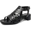imageWomens Low Heels Block Chunky Heeled Sandals Prom Summer Causal Dressy Ankle Strap Short Shoes Beach Sandal Comfortable Square Open Toe Stylish for LadiesBlack 091
