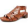 imageWomens Low Heels Block Chunky Heeled Sandals Prom Summer Causal Dressy Ankle Strap Short Shoes Beach Sandal Comfortable Square Open Toe Stylish for LadiesTan 091
