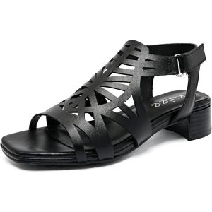imageWomens Low Heels Block Chunky Heeled Sandals Prom Summer Causal Dressy Ankle Strap Short Shoes Beach Sandal Comfortable Square Open Toe Stylish for LadiesBlack 091
