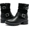 imageWomens Ankle Boots Casual Fashion Ladies Riding Combat Booties Comfortable Low Flat Heel Round Closed Toe for Winter Fall WomenBlack Mf 963