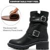 imageWomens Ankle Boots Casual Fashion Ladies Riding Combat Booties Comfortable Low Flat Heel Round Closed Toe for Winter Fall WomenBlack Pu 963