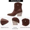 imageWomens Ankle Cowboy Boots Western Cowgirl BootiesClassic Casual Comfortable Chunky Heeled Shoes Low Mid Heel Calf Short Boots for WomenBrown Bmf 976